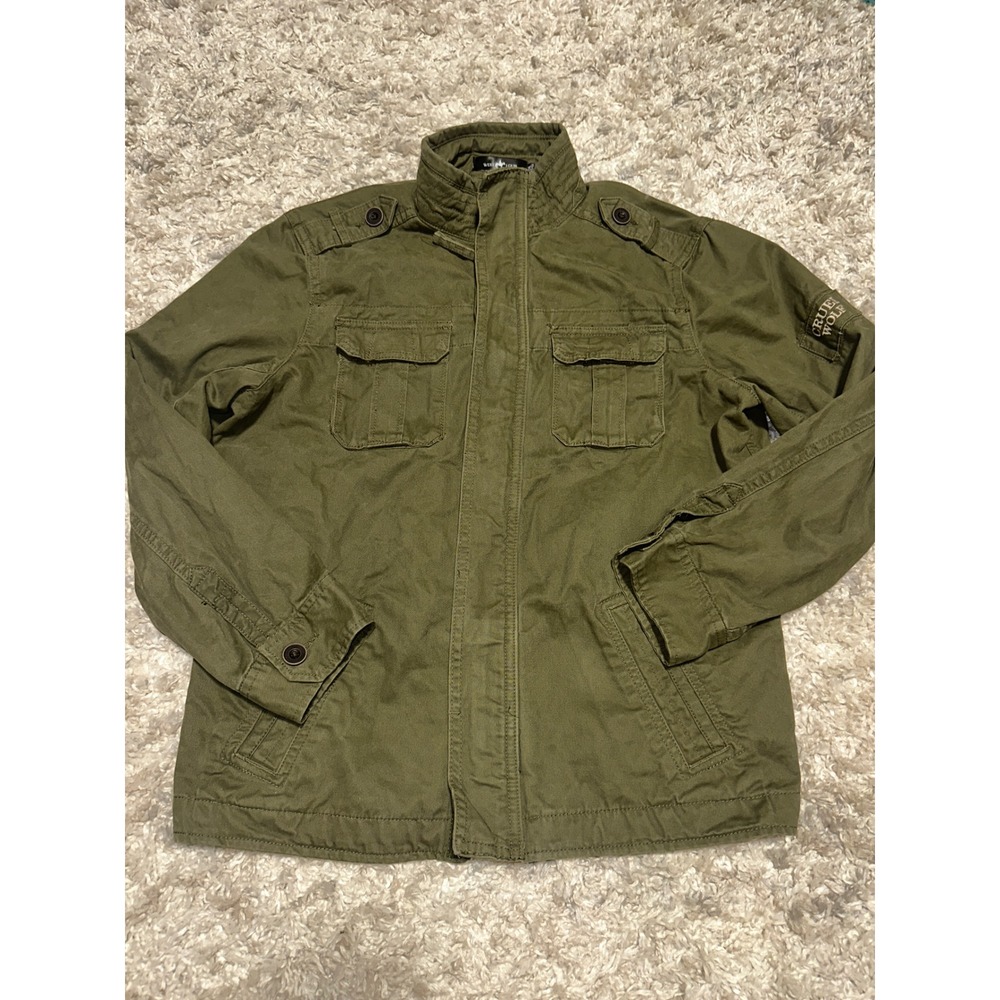 West Louis Mens 2XL Olive Green Military Field Jacket Cruel Wolf Utility Coat